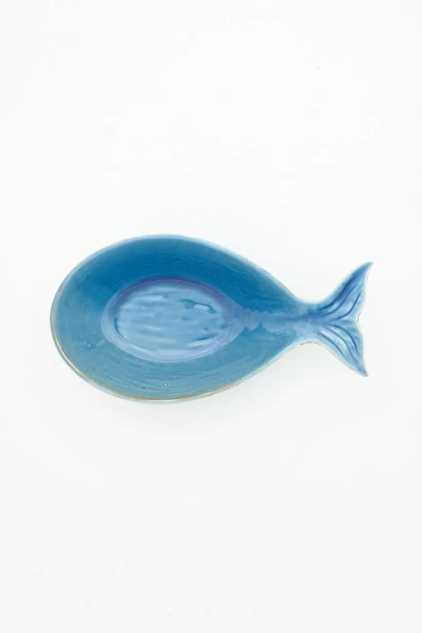 Bol de porcelana con forma de ballena azul