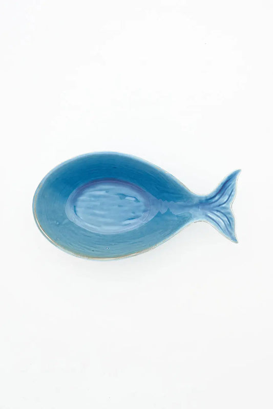 Bol de porcelana con forma de ballena azul