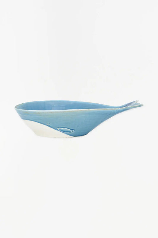 Bol de porcelana con forma de ballena azul
