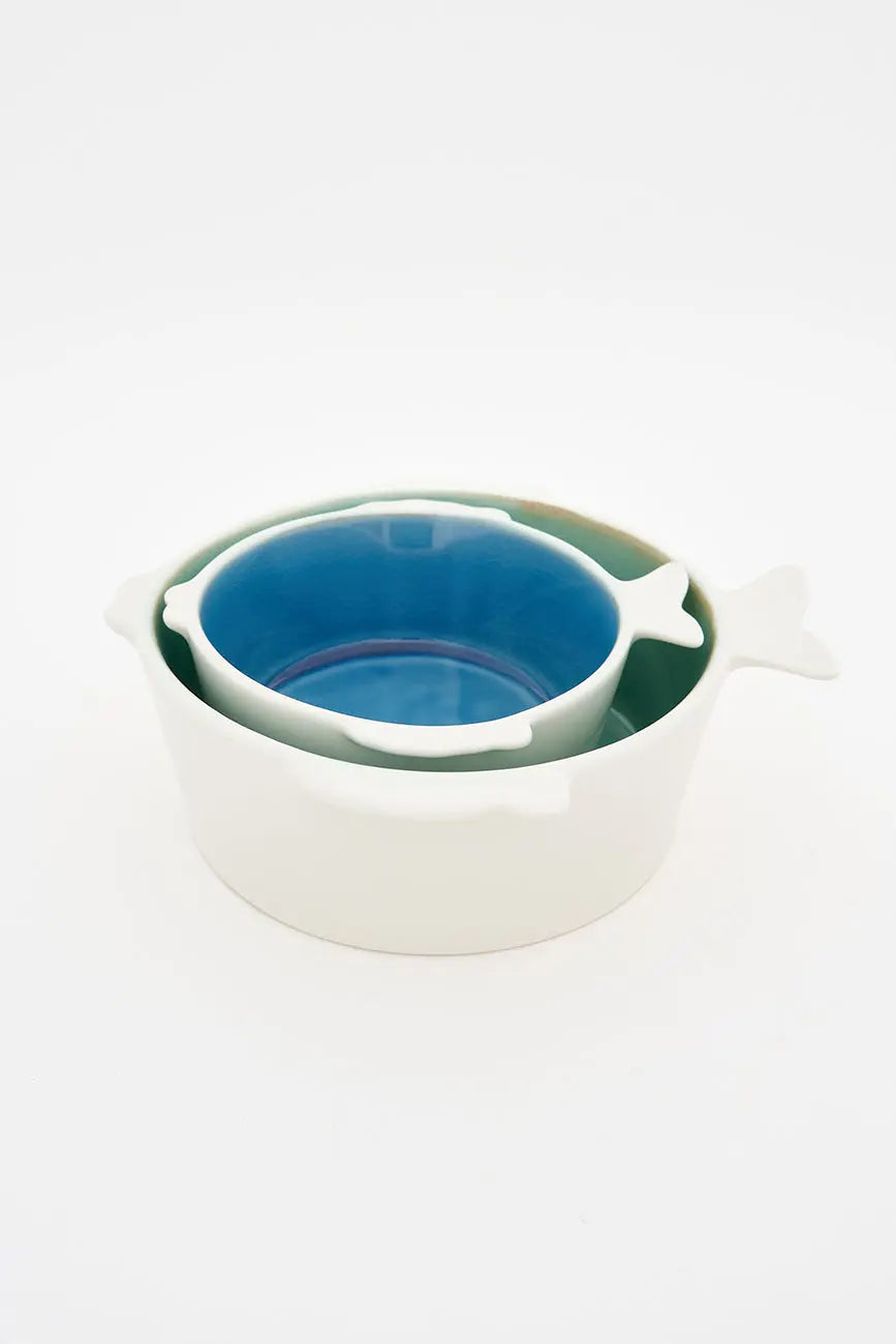 Bol en porcelana con forma de pez azul - BATELA