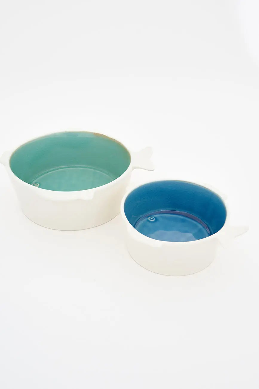 Bol en porcelana con forma de pez verde-BATELA