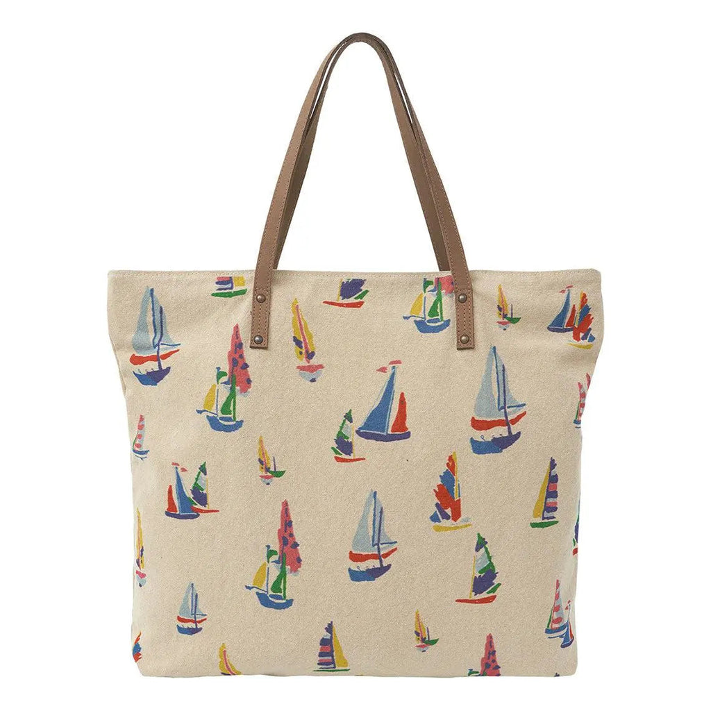Bolso de mano de loneta serigrafía de veleros - D7372 Batela