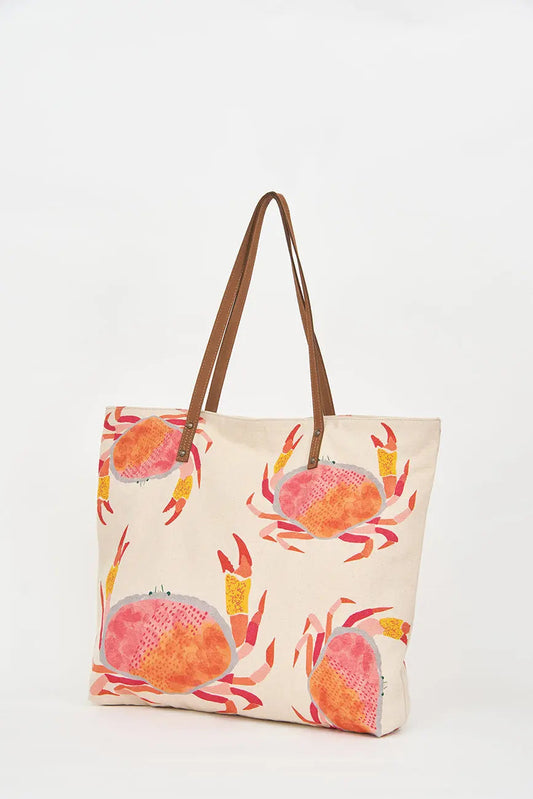 Bolso grande o clutch en algodón cangrejos - BATELA