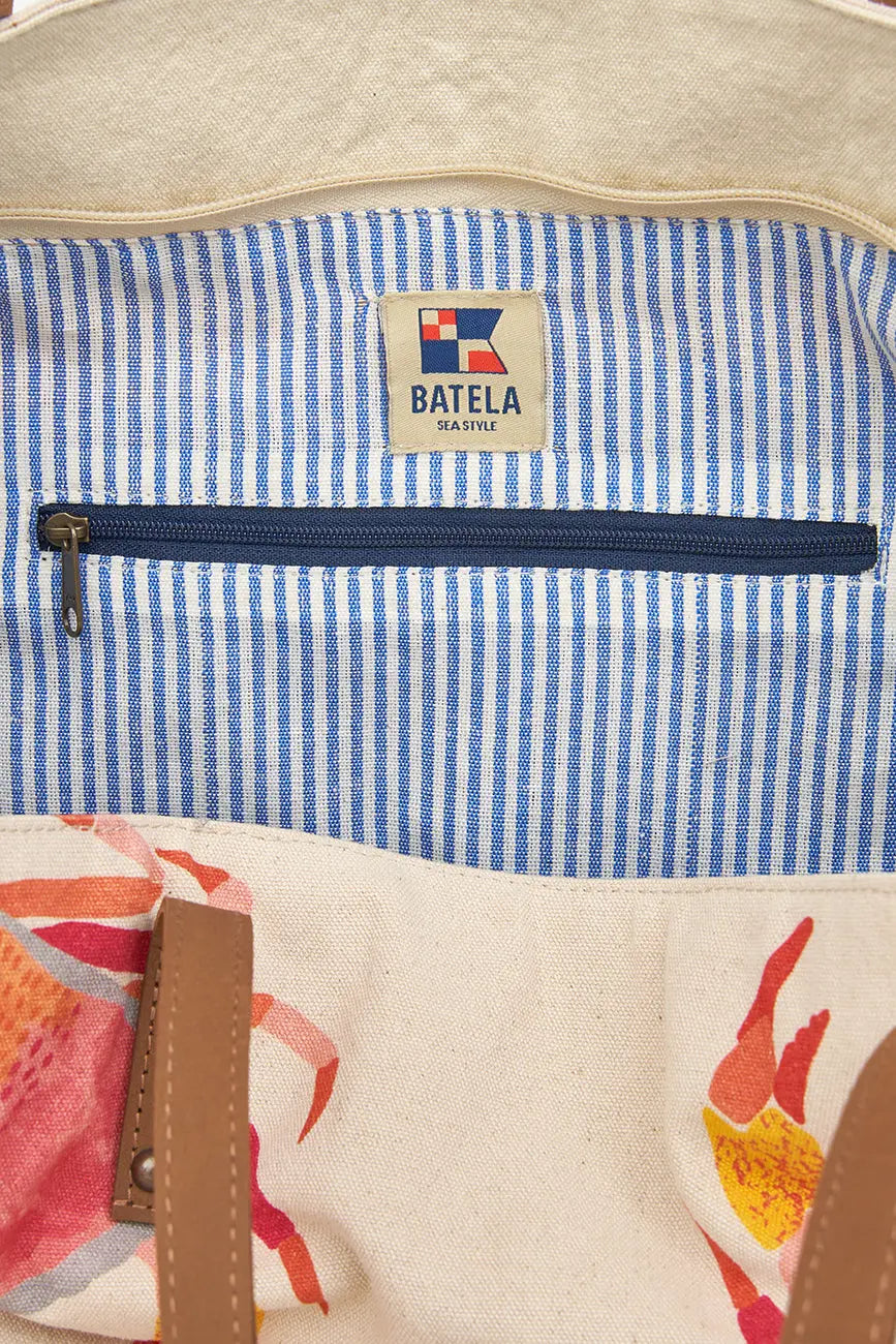 Bolso grande o clutch en algodón cangrejos - BATELA