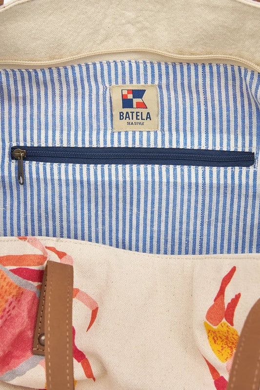 Bolso grande o clutch en algodón cangrejos - BATELA