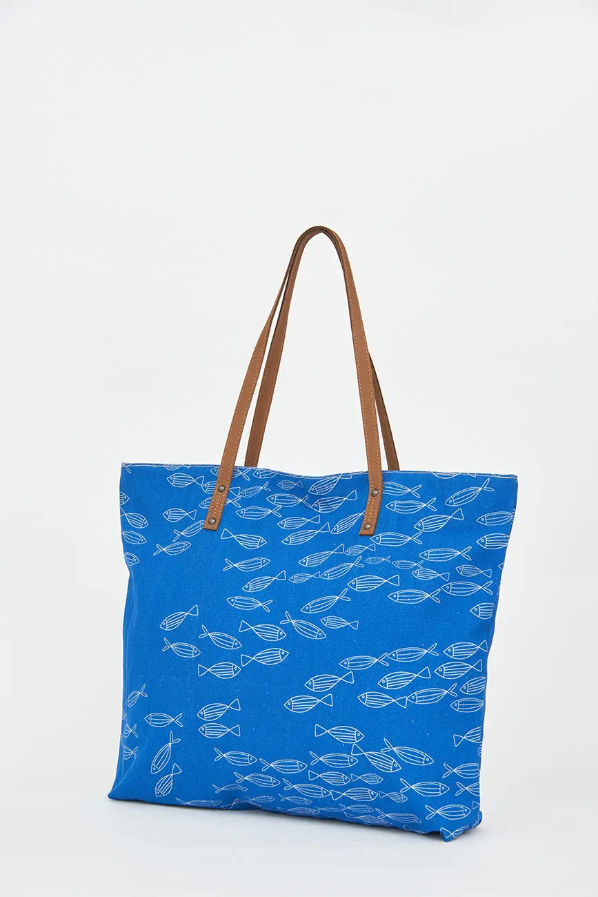 Bolso grande o clutch en algodón peces - BATELA