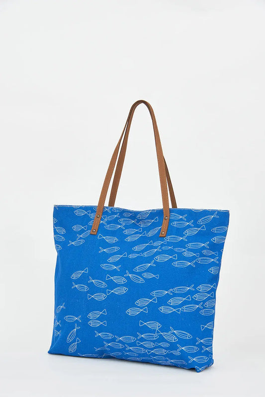 Bolso grande o clutch en algodón peces - BATELA