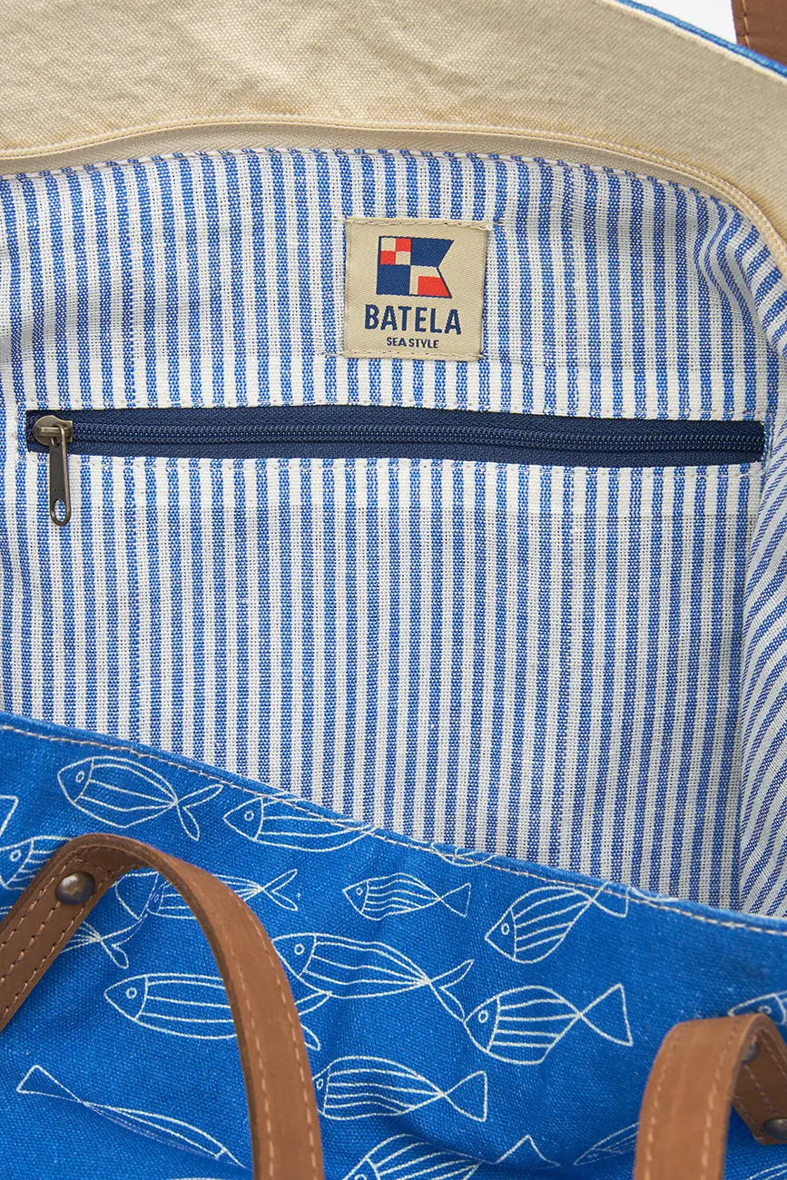 Bolso grande o clutch en algodón peces - BATELA