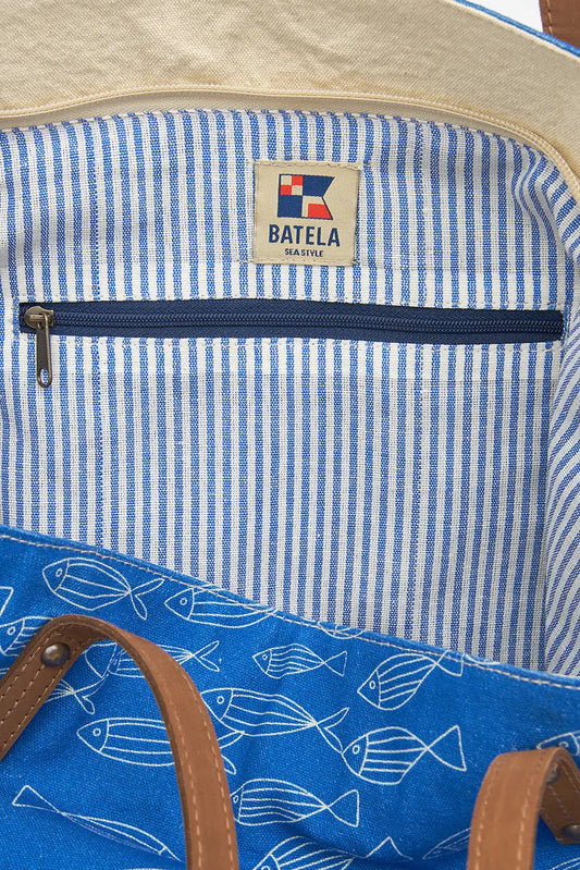 Bolso grande o clutch en algodón peces - BATELA