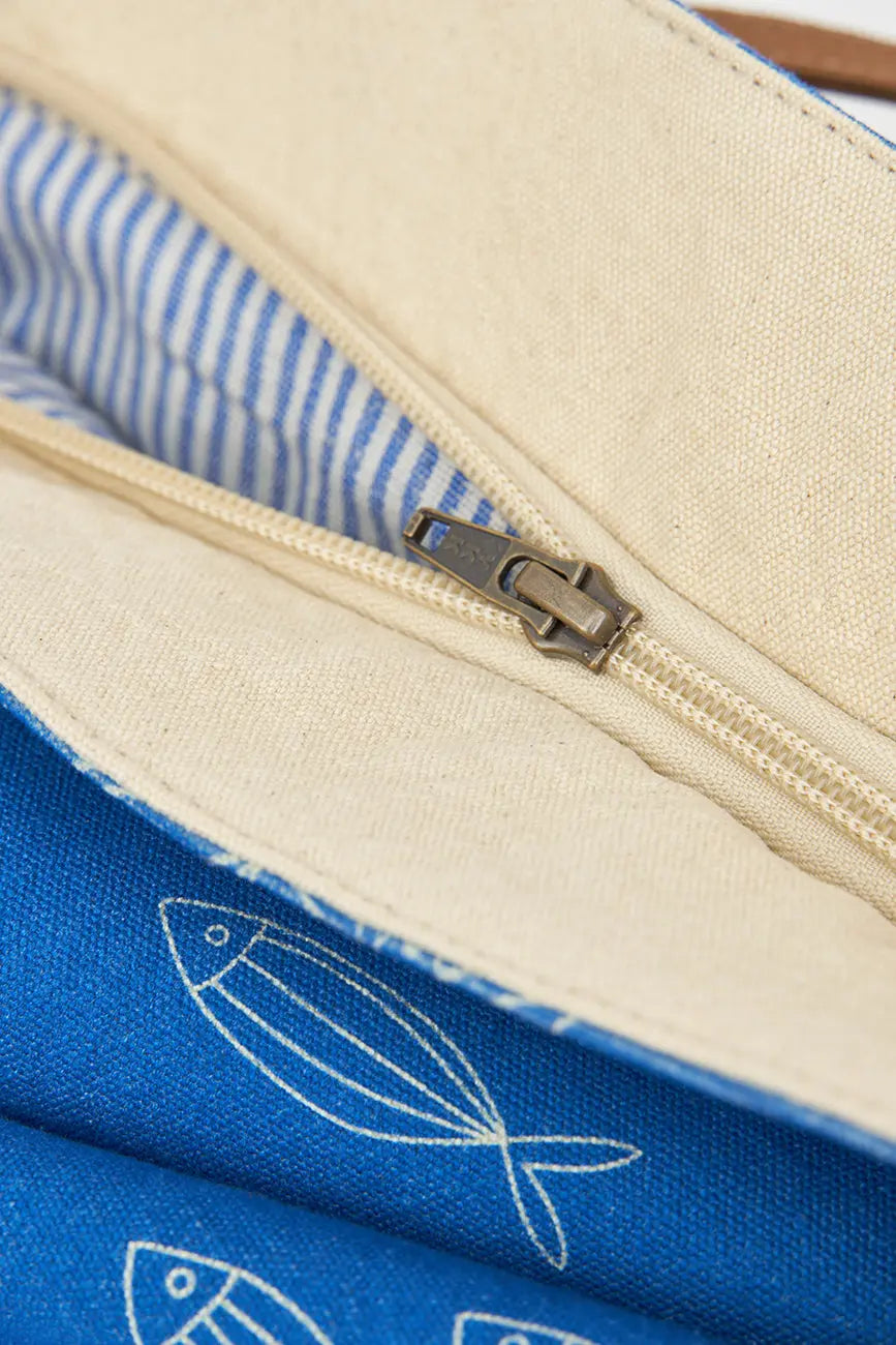 Bolso grande o clutch en algodón peces - BATELA