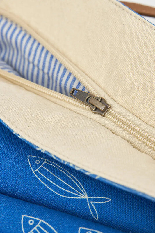 Bolso grande o clutch en algodón peces - BATELA