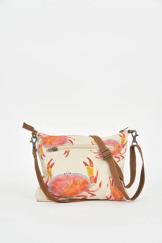 Bolso mediano o clutch en algodón cangrejos