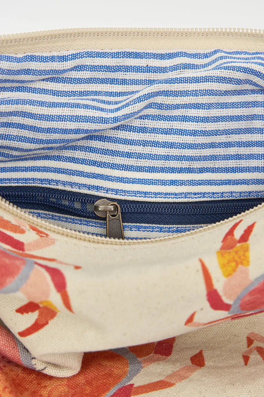 Bolso mediano o clutch en algodón cangrejos