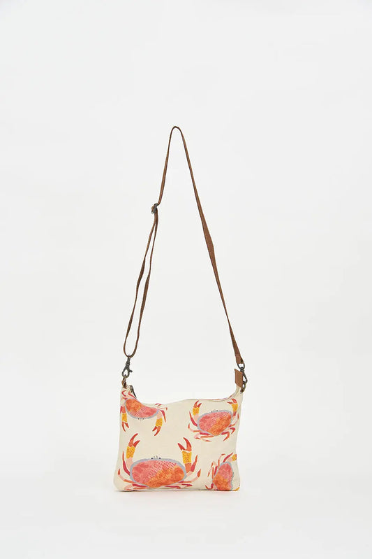 Bolso mediano o clutch en algodón cangrejos