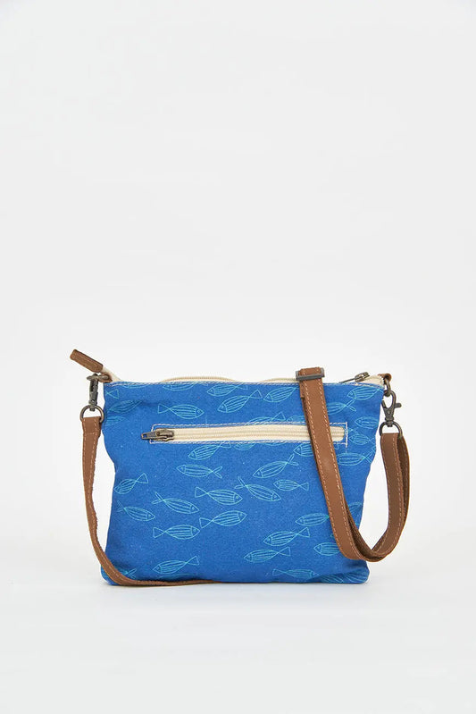 Bolso mediano o clutch en algodón peces - BATELA