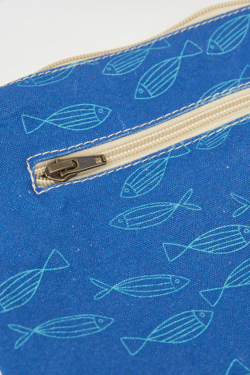 Bolso mediano o clutch en algodón peces - BATELA