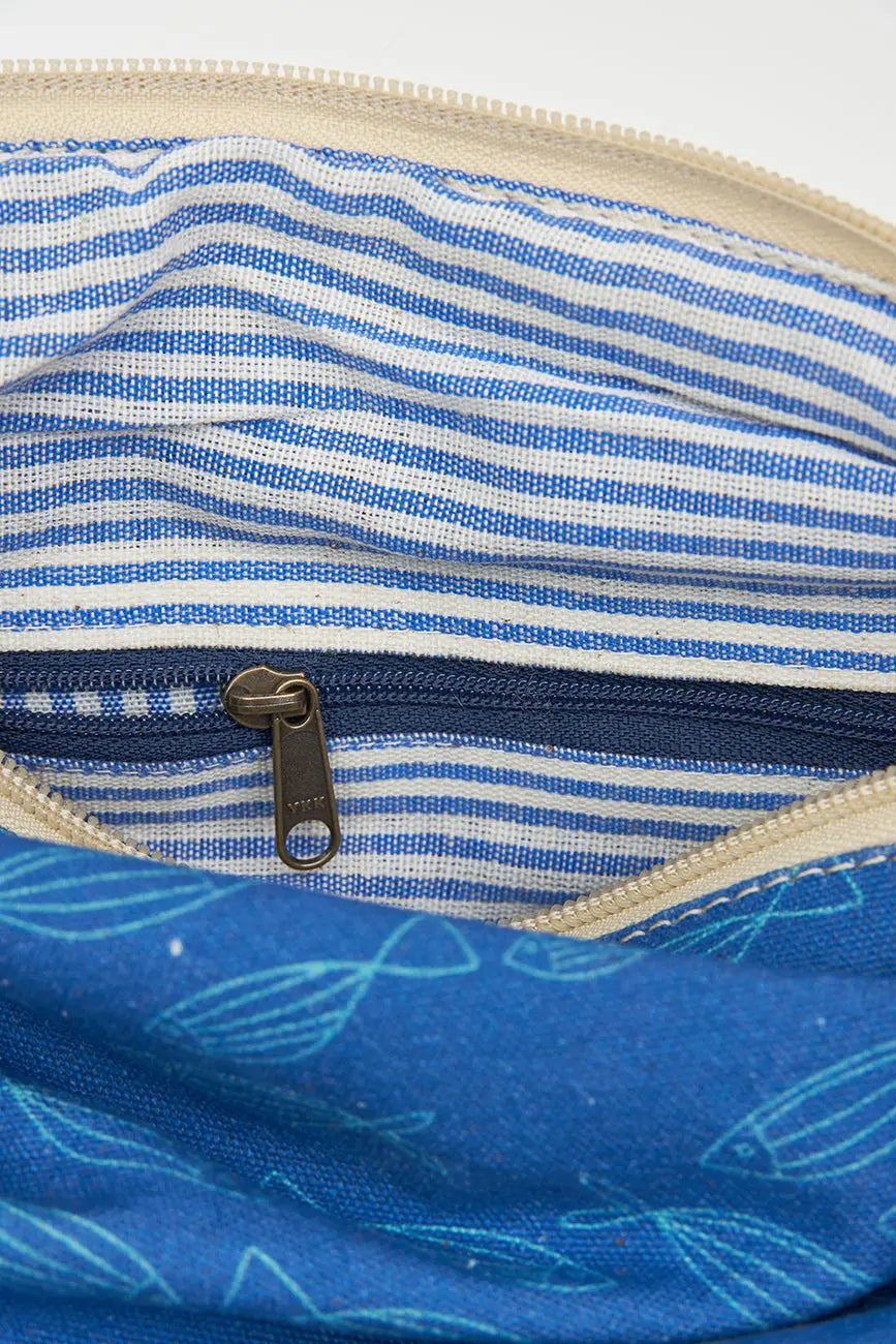 Bolso mediano o clutch en algodón peces - BATELA