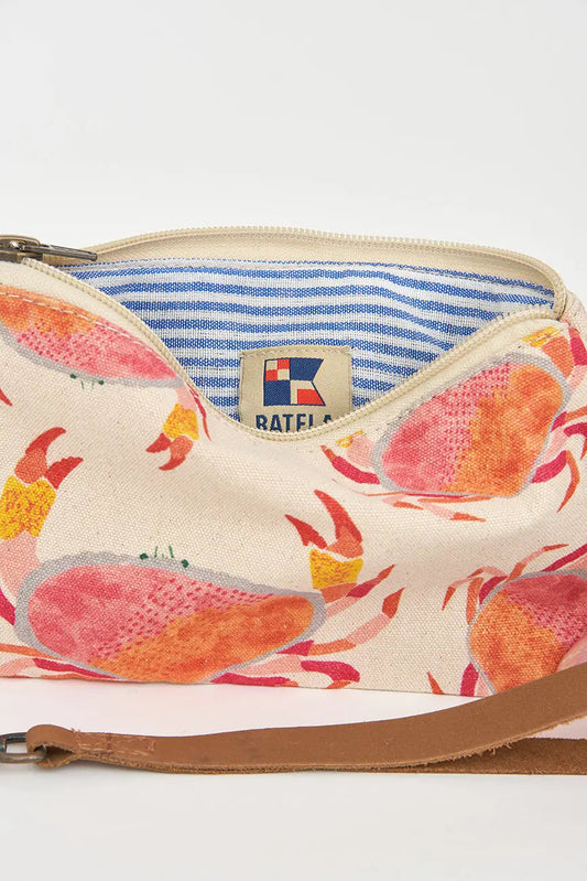 Bolso pequeño o clutch en algodón cangrejos