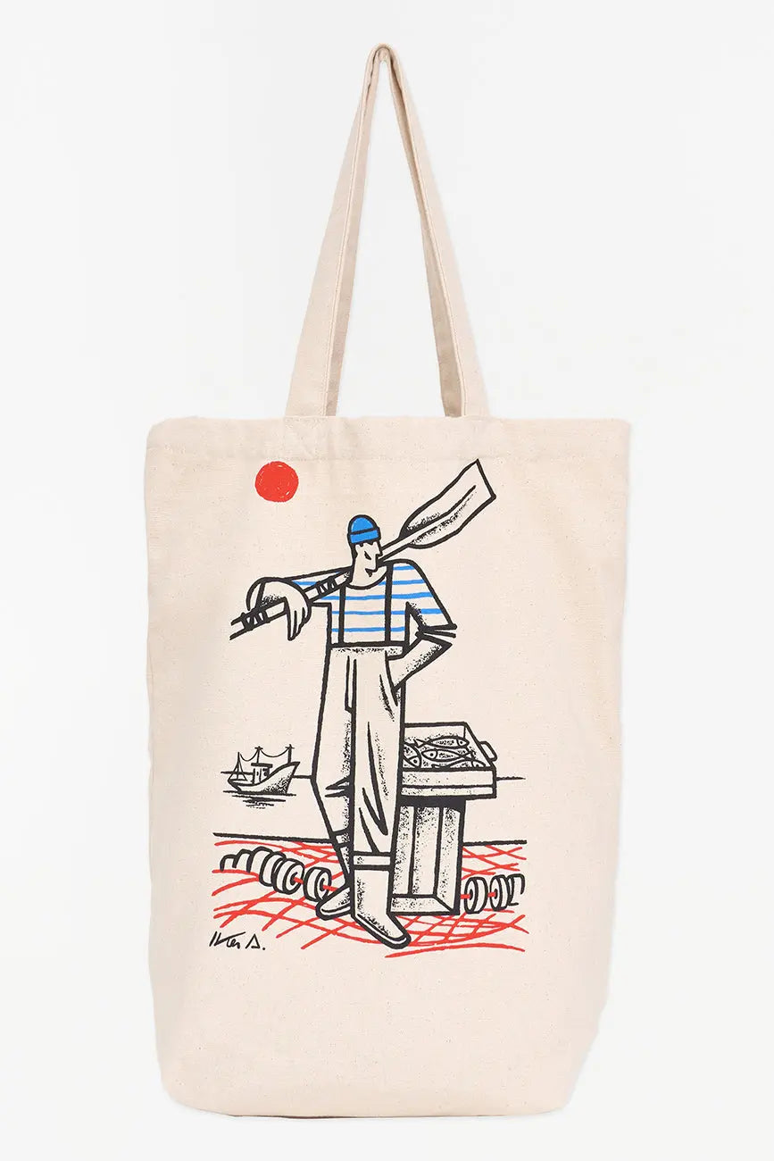 Bolso tote en algodón con pescador - Batela