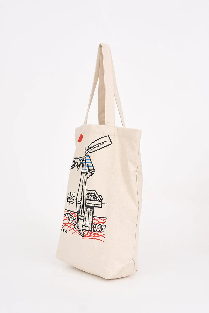 Bolso tote en algodón con pescador - Batela