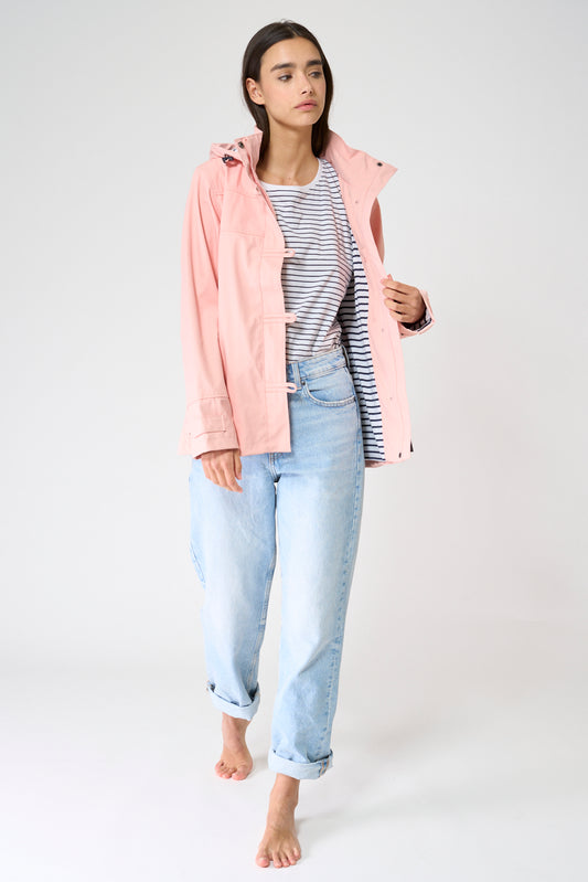 Chubasquero impermeable clásico con forro a rayas