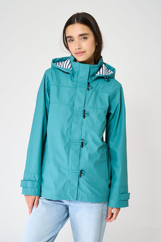 Chubasquero impermeable clásico con forro a rayas