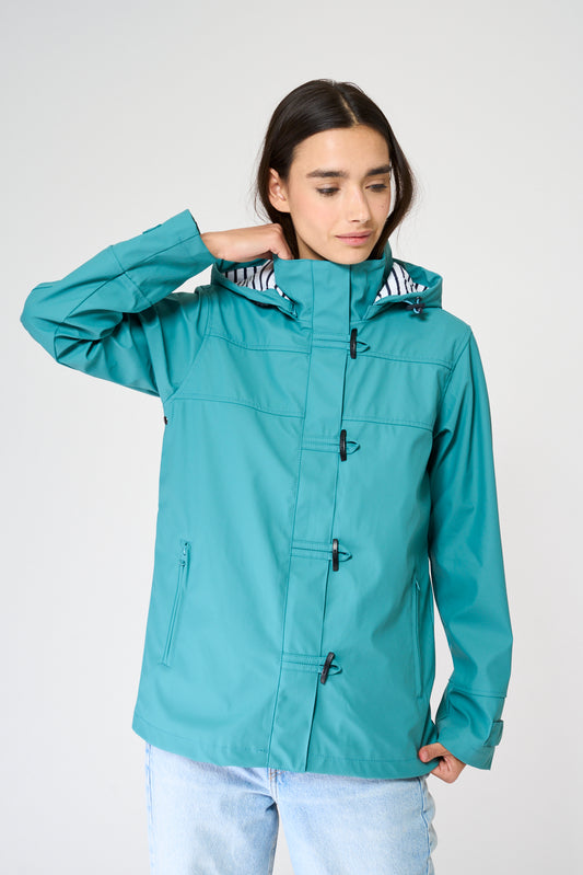 Chubasquero impermeable clásico con forro a rayas