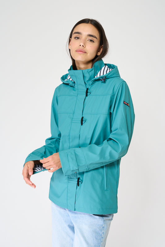 Chubasquero impermeable clásico con forro a rayas