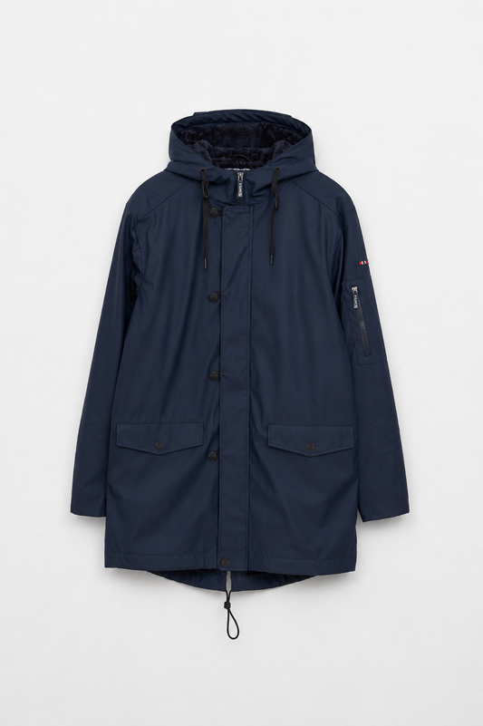 Men’s raincoat with long-pile fleece lining