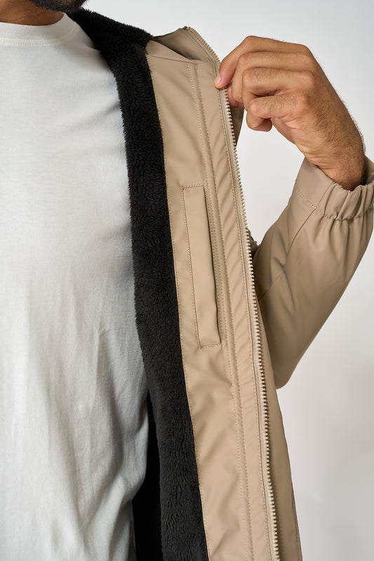 Men’s raincoat with long-pile fleece lining