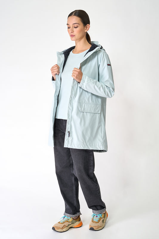 Raincoat with long fur lining