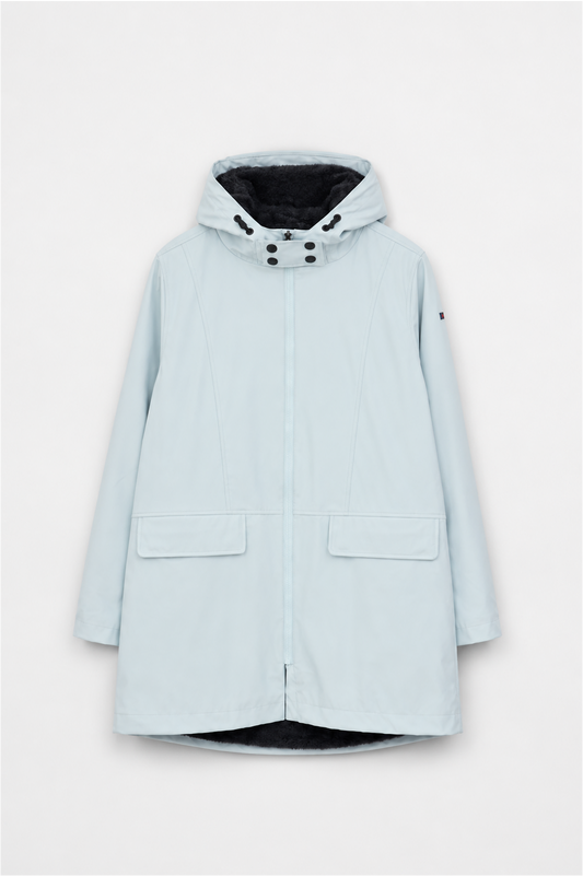 Raincoat with long fur lining