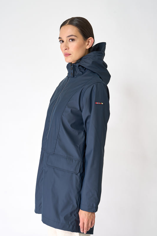 Raincoat with long fur lining