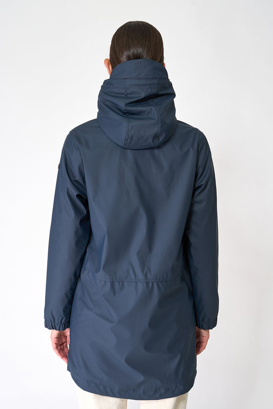 Raincoat with long fur lining