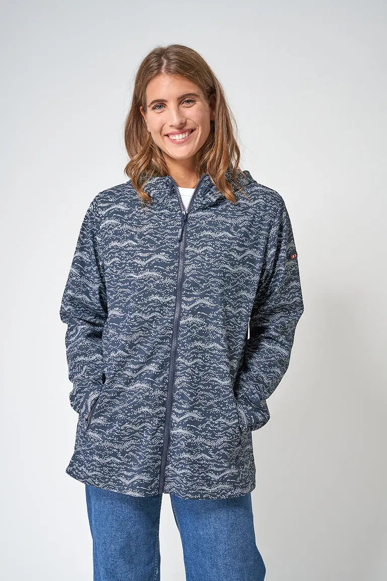 Printed polyurethane raincoat with inner lining
