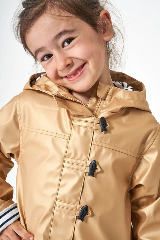 Girl's raincoat with fish buttons