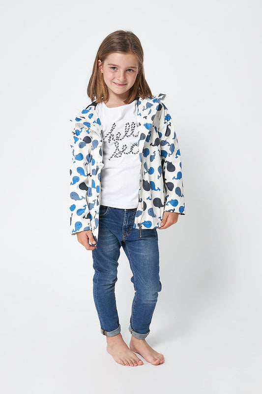 Imperméable marinière pour fille avec boutons poisson - C3121 OUTLET