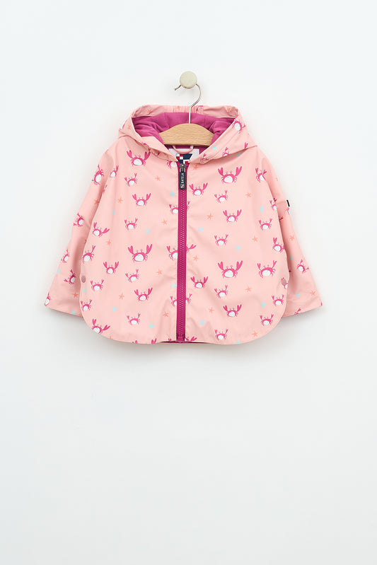 Printed cape-style baby raincoat with cotton lining