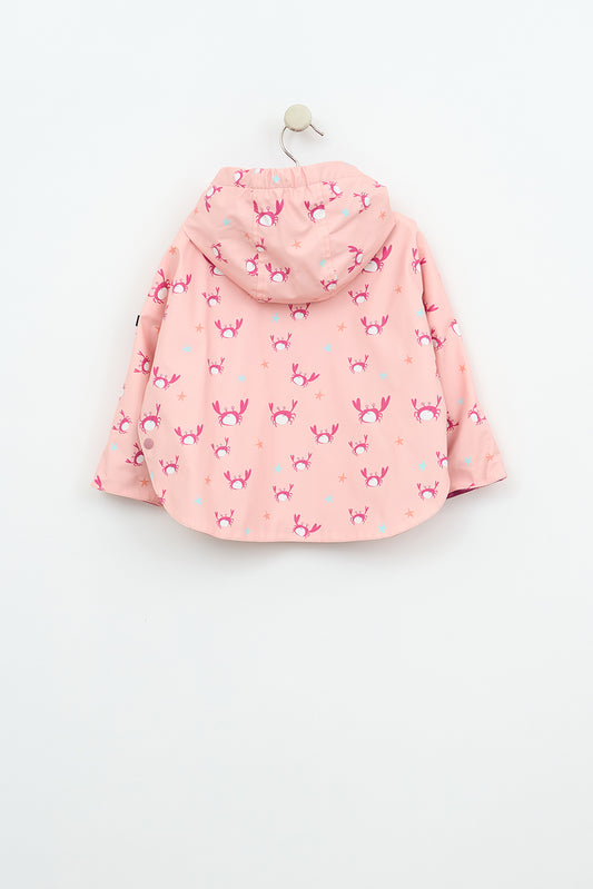 Printed cape-style baby raincoat with cotton lining