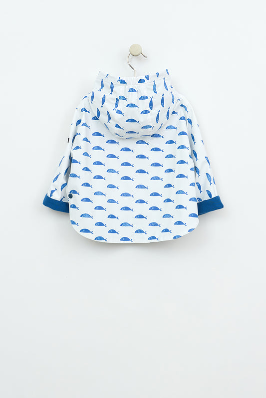 Printed cape-style baby raincoat with cotton lining