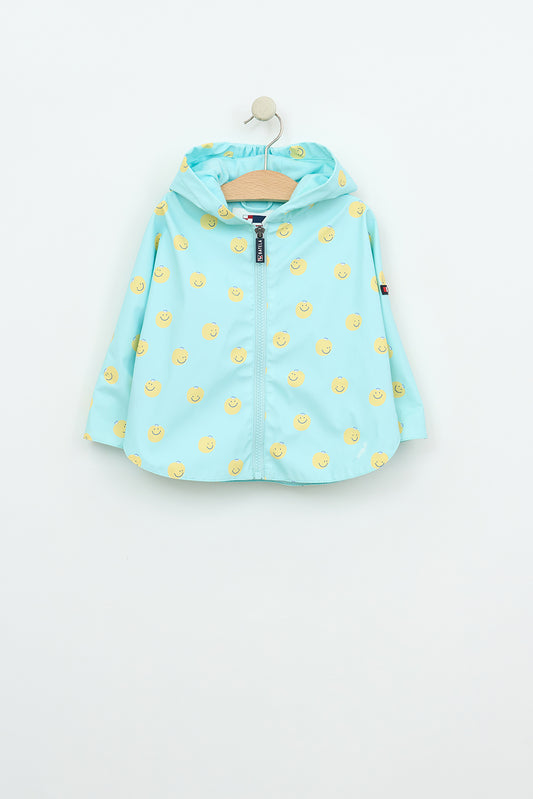 Printed cape-style baby raincoat with cotton lining