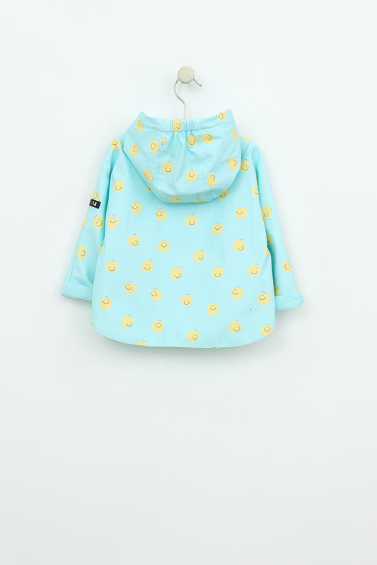 Printed cape-style baby raincoat with cotton lining