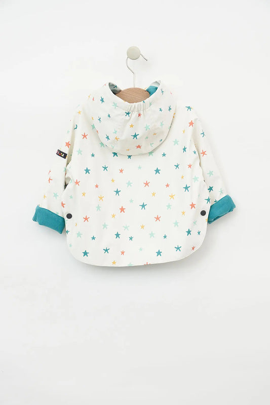 Baby raincoat, cape style, printed, cotton lining