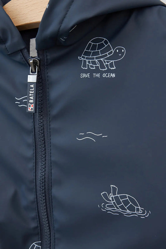 Baby raincoat, cape style, printed, cotton lining