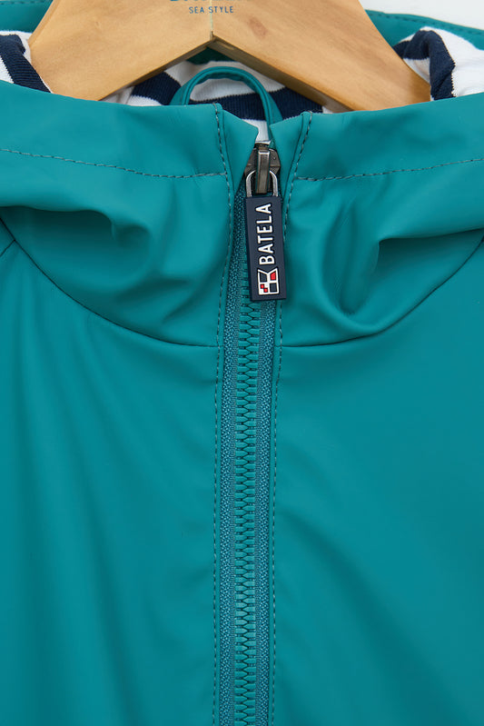 Chubasquero marinero impermeable con forro a rayas