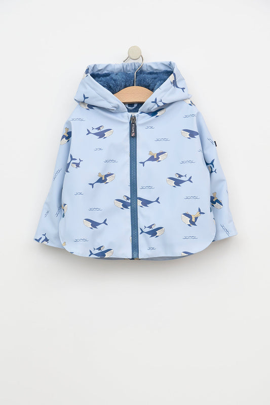 Baby rain cape with faux-fur lining