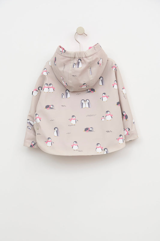 Baby rain cape with faux-fur lining