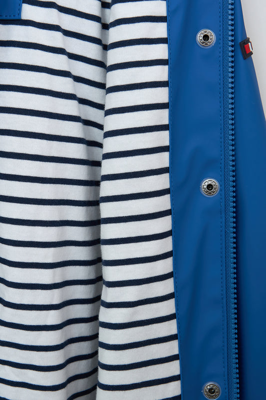 Chubasquero botones ancla forro de algodón a rayas