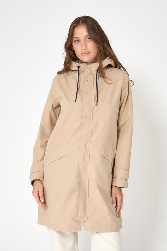 Chaqueta larga de algodón 100% impermeable