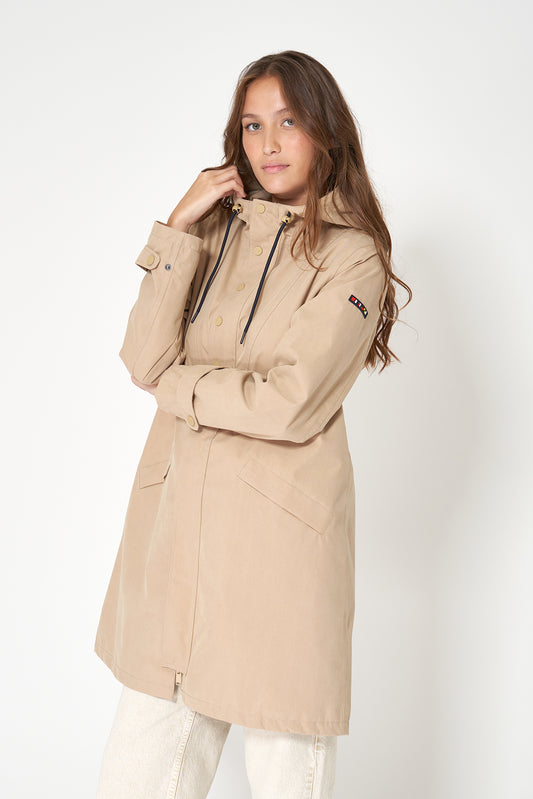 Chaqueta larga de algodón 100% impermeable